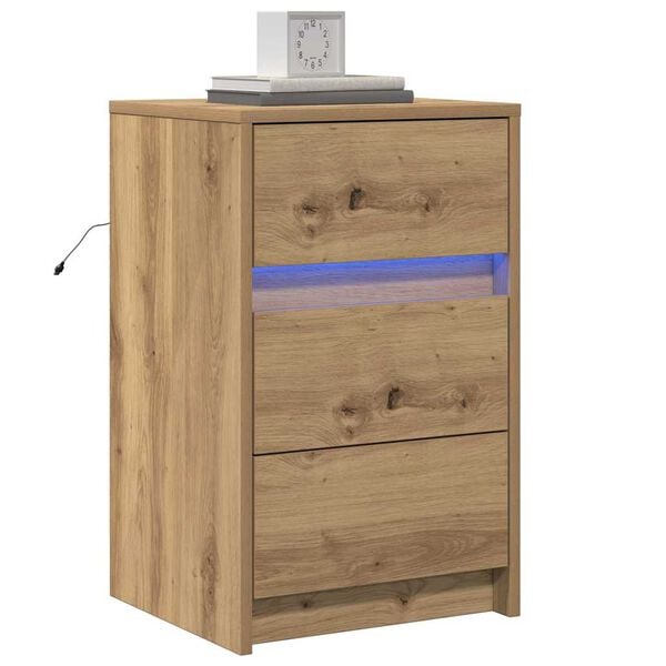 vidaXL Bedside Cabinet artisan oak 38 x 34 x 61 cm Engineered wood