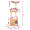 vidaXL Cat Tree Natural Willow, Soft Plush, Sisal Rope Removable Covers