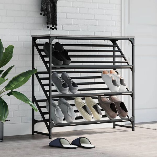 vidaXL Shoe Rack Grey Sonoma Engineered wood Medium Shoe Rack