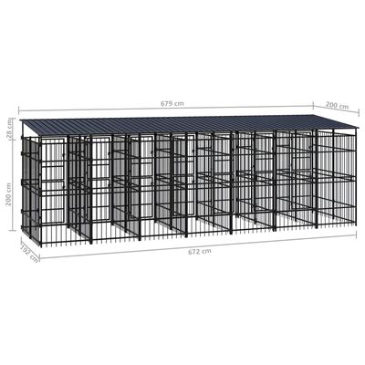 vidaXL Outdoor Dog Kennel with Roof Steel 138.9 ft²