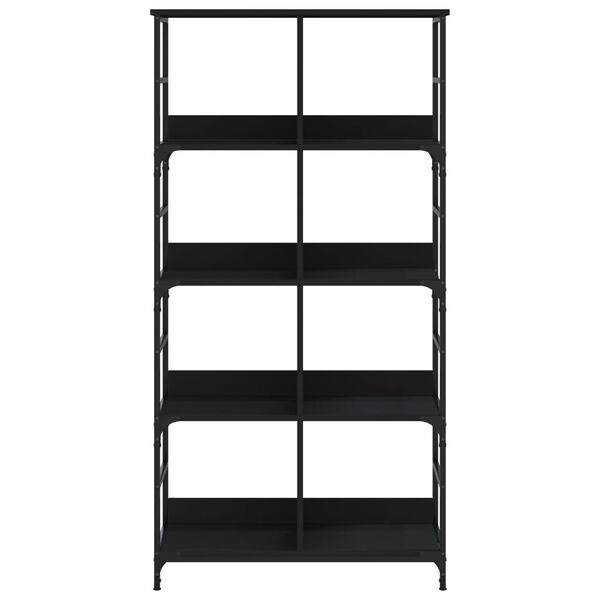 vidaXL Bookshelf Black Engineered Wood, Steel 30.9x13x60.2 in Bookshelf