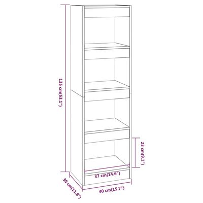 vidaXL Book Cabinet/Room Divider Concrete Gray 15.7"x11.8"x53.1"