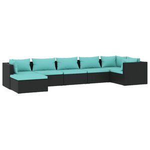vidaXL Garden Lounge Set Black and Water Blue
