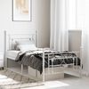 vidaXL Bed Frame White Steel Single Bed Frame Rectangular Modern