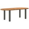 vidaXL Dining Table Light Brown Solid Oak Wood, Powder-Coated Steel Large