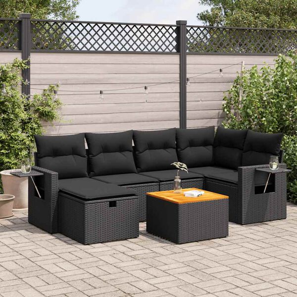 vidaXL Garden Sofa Set Black