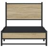 vidaXL Bed Frame Sonoma Oak Steel Single Bed Frame Rectangular