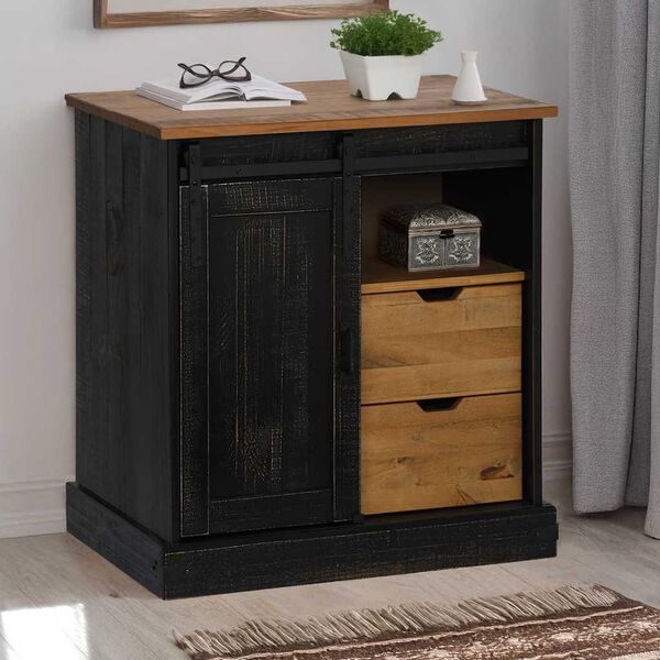 vidaXL Sideboard Black Solid pine wood, metal Medium Sideboard
