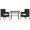 vidaXL Outdoor Dining Set Black PE Rattan, Steel, Solid Acacia Wood