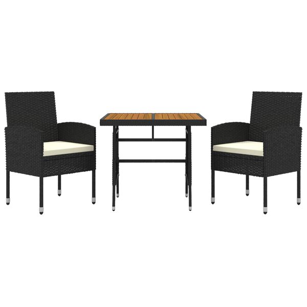 vidaXL Outdoor Dining Set Black PE Rattan, Steel, Solid Acacia Wood