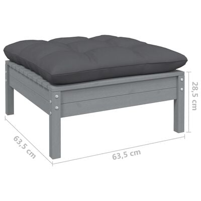 vidaXL Patio Footstool with Anthracite Cushion Gray Solid Pinewood