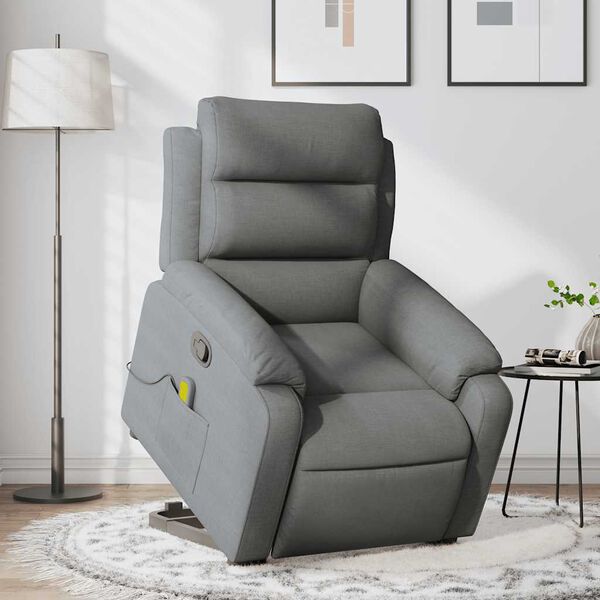 vidaXL Stand Up Massage Recliner Chair Dark Grey Polyester, Metal, Plywood