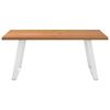 vidaXL Dining Table Light brown Solid oak wood, Powder-coated steel Large