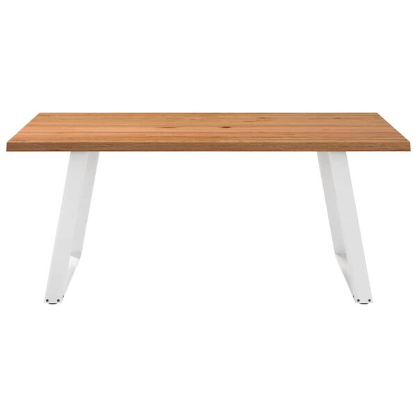 vidaXL Dining Table Light brown Solid oak wood, Powder-coated steel Large