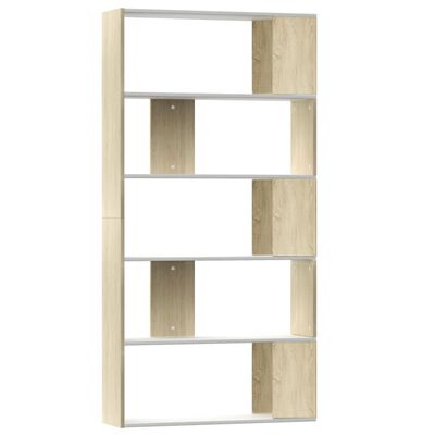 vidaXL Book Cabinet/Room Divider White and Sonoma Oak 31.5"x9.4"x62.6"