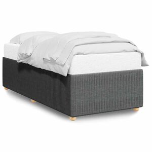 vidaXL Bed Frame Dark Grey Polyester, Plywood, Engineered Wood Twin
