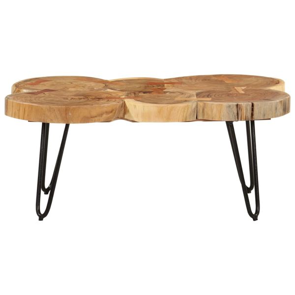 vidaXL Coffee Table Brown, Black Solid Acacia wood, Powder-coated iron