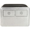 vidaXL Aviator Bench 23.2" Silver and Black Real Leather