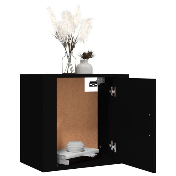 vidaXL Wall-mounted Bedside Cabinet Set of 2 Black Engineered wood