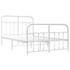 vidaXL Bed Frame White Powder-Coated Steel 47.2x74.8 in Bed Frame