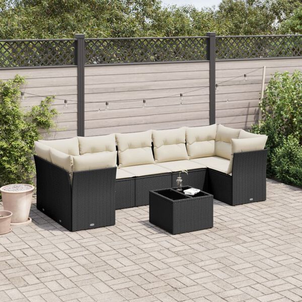 vidaXL Garden Sofa Set Black and Cream