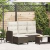 vidaXL Reclining Garden Sofa Brown PE rattan, powder-coated steel Medium