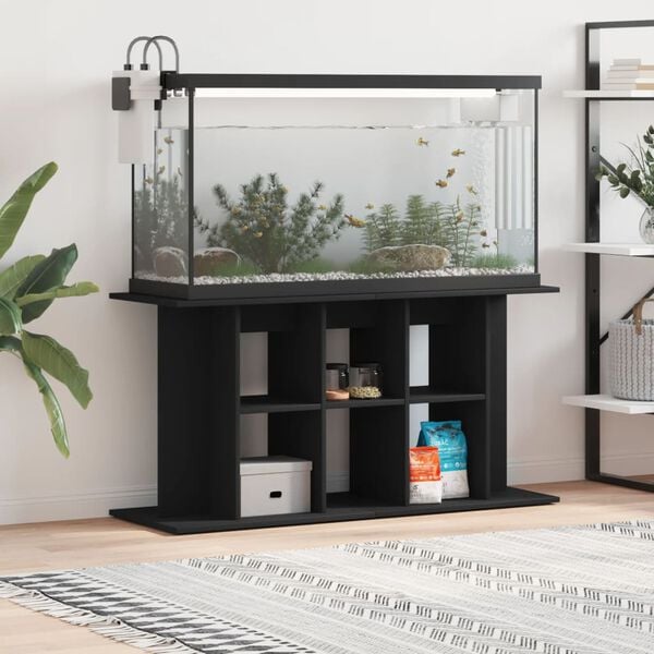 vidaXL Aquarium Stand Black Engineered wood Large Storage
