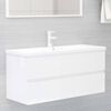 vidaXL Sink Cabinet With Basin High Gloss White Engineered Wood