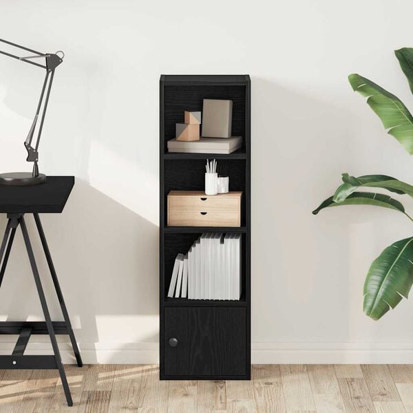 vidaXL Bookcase Black Oak Engineered wood Compact Bookcase Rectangular