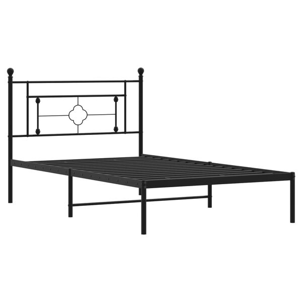 vidaXL Bed Frame Black Steel Single Bed Frame Rectangular Modern