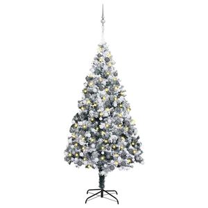vidaXL Artificial Christmas Tree White 70.9" PVC and Steel and Plastic