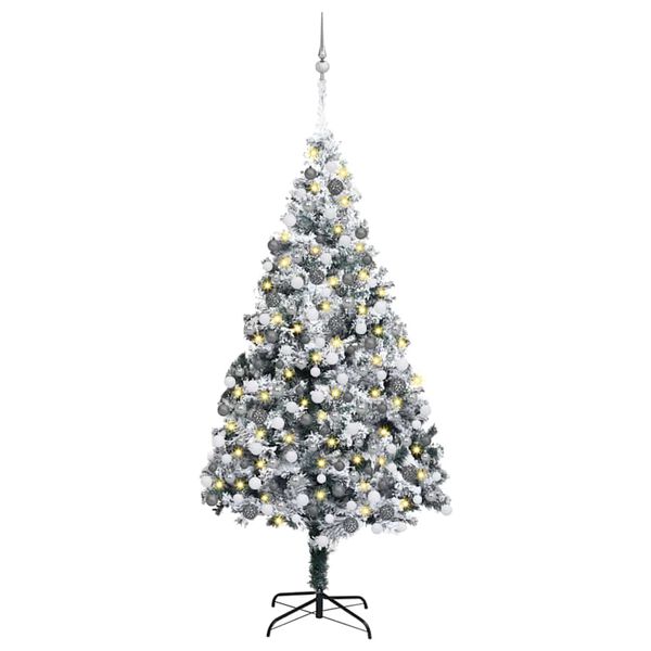 vidaXL Artificial Christmas Tree White 70.9" PVC and Steel and Plastic
