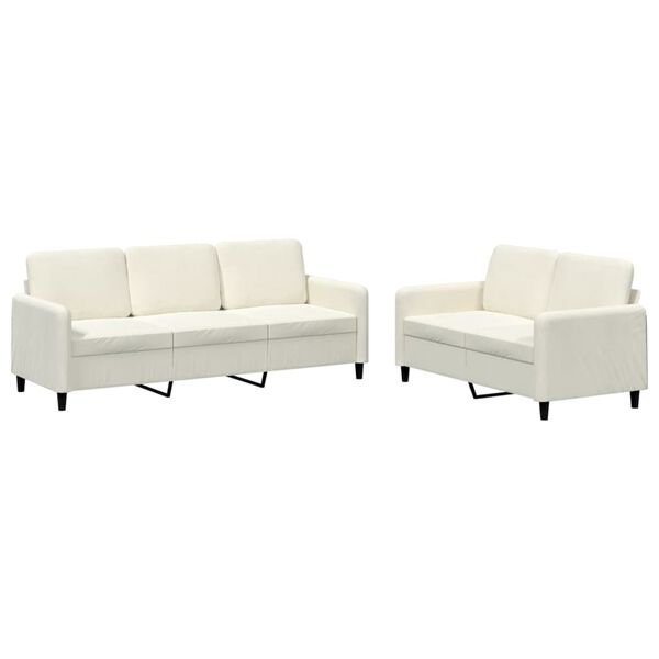 vidaXL Sofa Set Cream Velvet (100% polyester), Metal, Textilene, Plywood