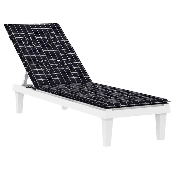 vidaXL Deck Chair Cushion Black Check Pattern Oxford Fabric