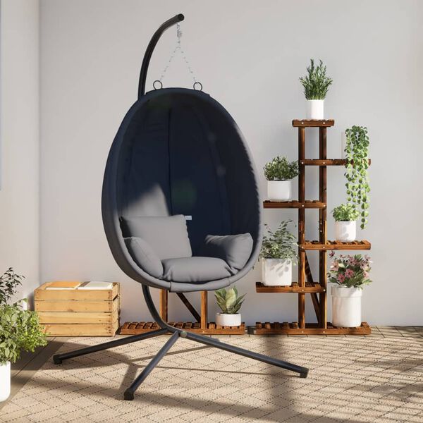 vidaXL Hanging Egg Chair Anthracite Steel 45.3 x 26.0 x 76.0 in