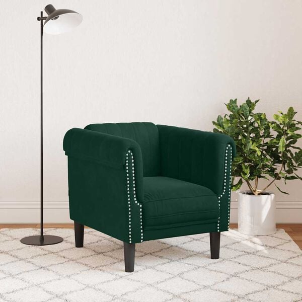 vidaXL Sofa Chair Dark Green Velvet (100% polyester), plywood, solid wood