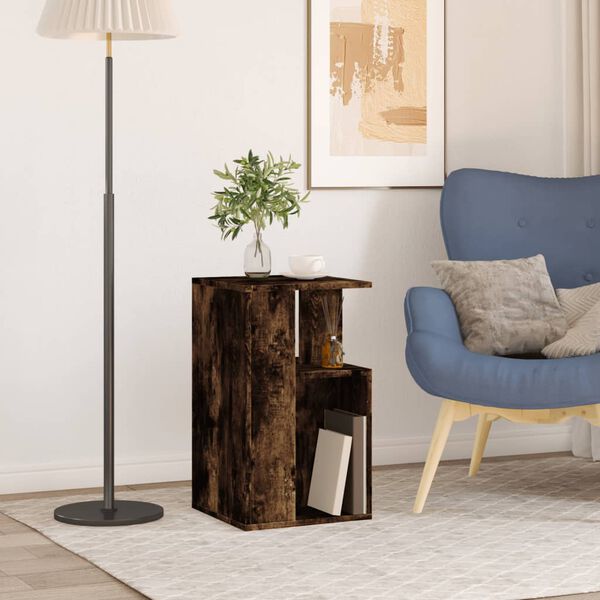vidaXL Side Table Smoked oak Engineered wood Small Side Table Square