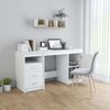 vidaXL Desk White Engineered wood 55.1 in x 19.7 in x 29.9 in Storage
