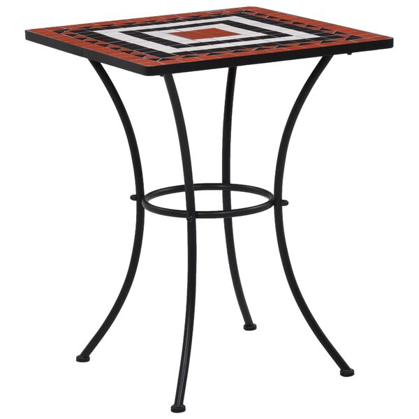vidaXL Table Terracotta and White Ceramic and Powder-Coated Iron Small