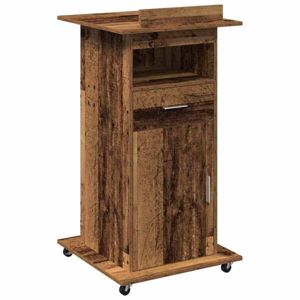 vidaXL Podium Old Wood 21.65 x 21.65 x 42.13 in Engineered Wood