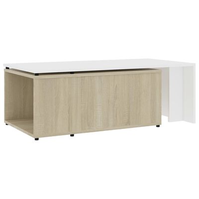 vidaXL Coffee Table White and Sonoma Oak 59.1"x19.7"x13.8" Engineered Wood