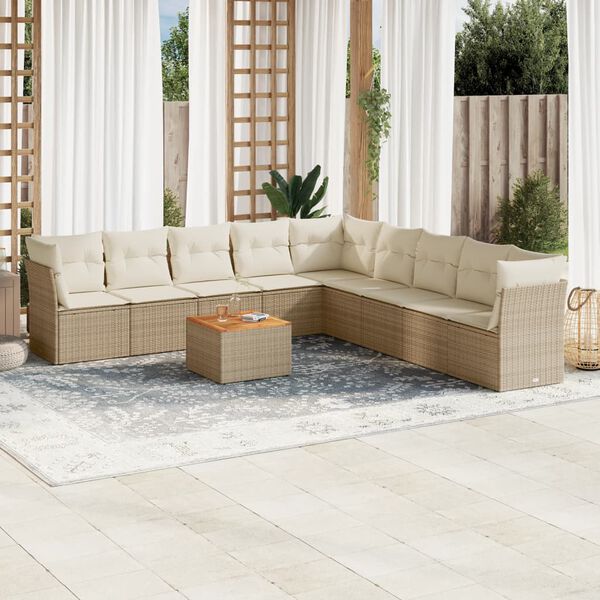 vidaXL Garden Sofa Set Beige Poly Rattan Medium Modular