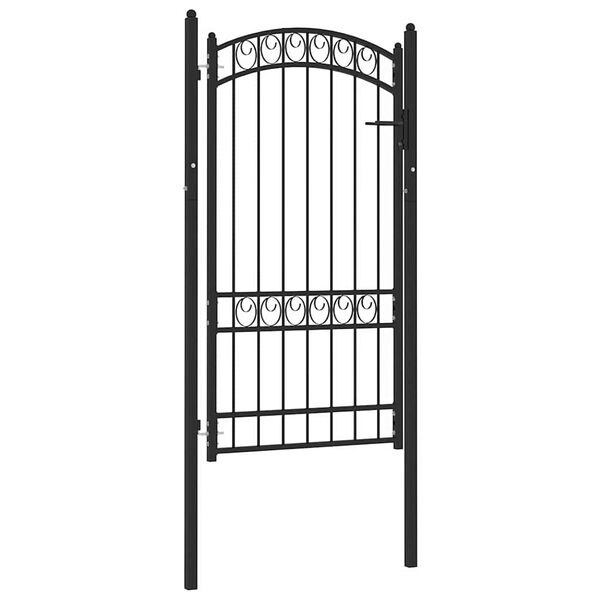 vidaXL Fence Gate with Arched Top Steel 39.4x48.6" Black
