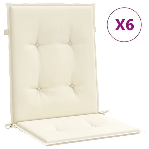 vidaXL Lowback Chair Cushion Set of 6 Cream Oxford fabric (100% polyester)