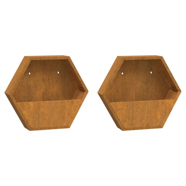 vidaXL Wall Planter Set of 2 Rusty Corten Steel Medium