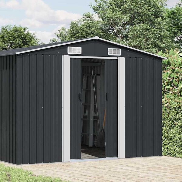 vidaXL Garden Shed Anthracite Galvanized steel Standard Durable