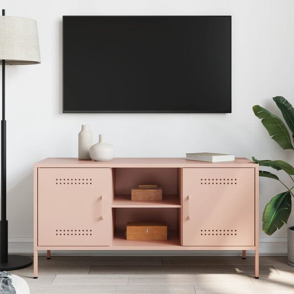 vidaXL TV Cabinet Pink Steel Medium TV Cabinet Rectangular