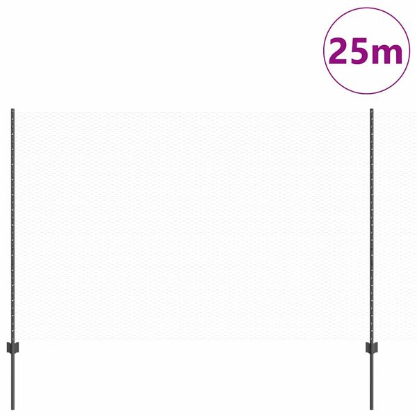 vidaXL Fence with Post Grey 4.92 x 82.02 ft Steel