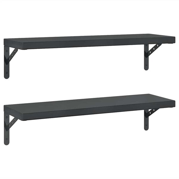 vidaXL Wall Shelf Black Stainless Steel 29.5 x 9.3 in