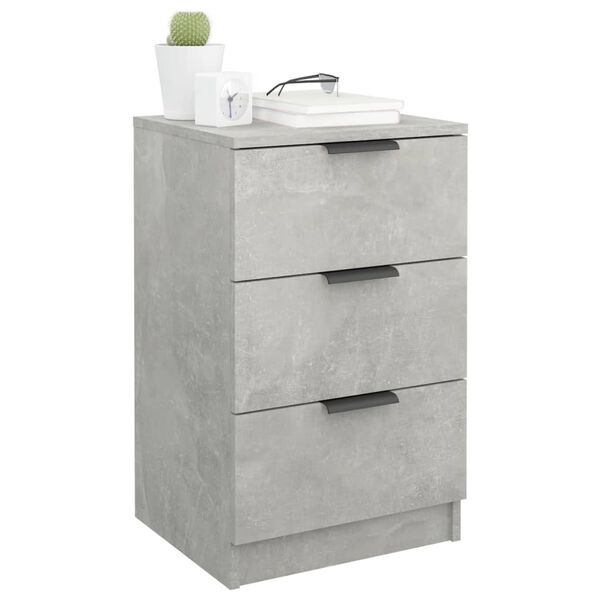 vidaXL Bedside Cabinet Set of 2 Concrete grey Engineered wood Standard
